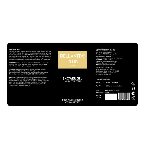 KLUB Man Shower Gel - 500ml - Bella Vita Luxury