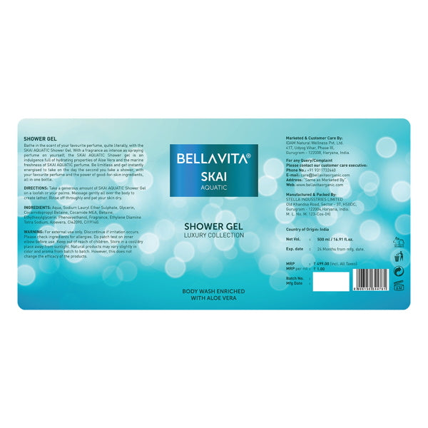 SKAI Aquatic Shower Gel - 500 ml - Bella Vita Luxury