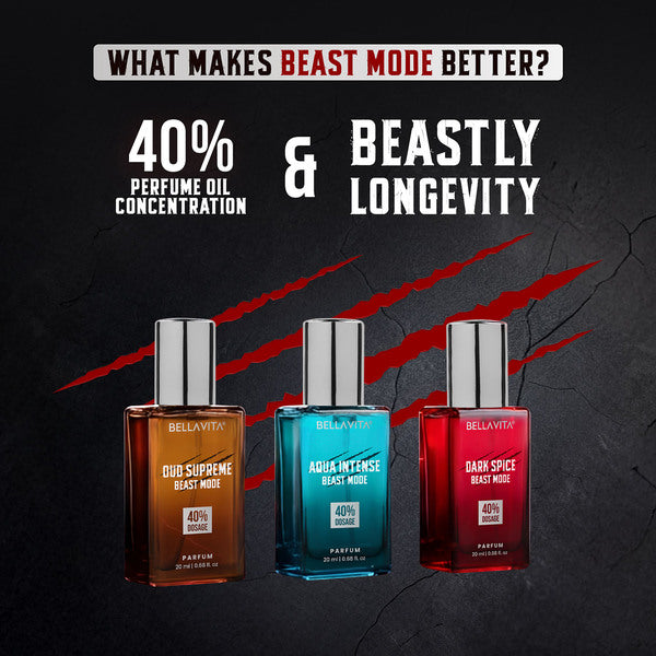 Beast Mode Perfume Collection for Men | High-Impact 40% Perfume Oil | 3 x 20ml