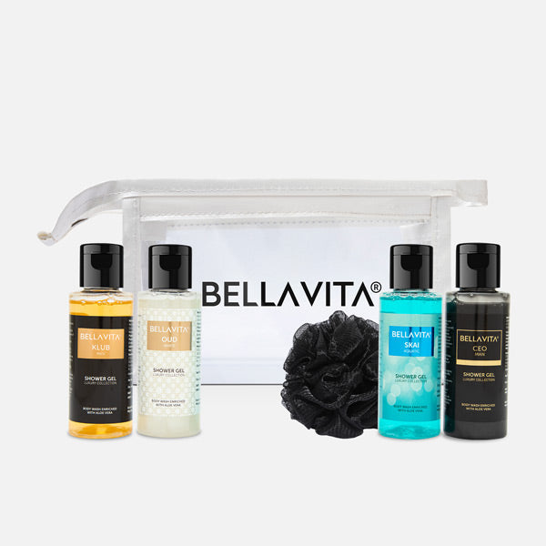 Travel shower gel kit for men and women